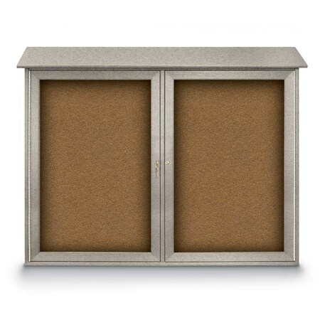 United Visual Products Indoor Enclosed Combo Board, 48"x36", Satin Frame/Grey & Cinnabar UVCB4836-GREY-CINNABA